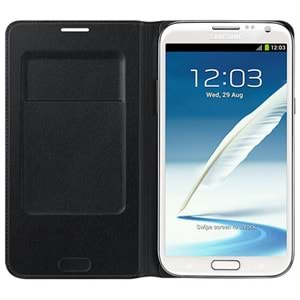 Samsung Galaxy Note 2 Kılıf Orjinal Flip Wallet - Siyah EF-NN710B