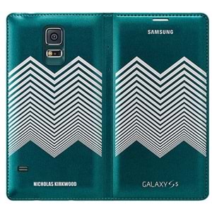 Samsung Galaxy S5 Nicholas Kırkwood Flip Wallet Orjinal Kılıf Mavi Beyaz EF-WG900RKEGWW