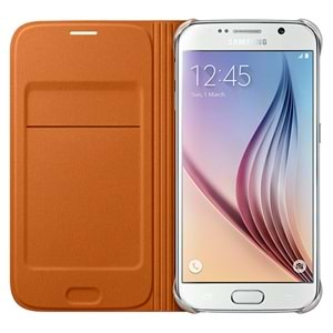 Samsung Galaxy S6 Flip Wallet (Tekstil) Orjinal Turuncu EF-WG920BOEGWW