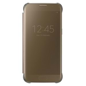 Samsung Galaxy S7 Clear View Cover Orjinal Kılıf Altın EF-ZG930CFEGWW