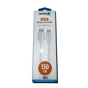 Factor M Micro USB Data Şarj Kablosu 150cm FM-2415M