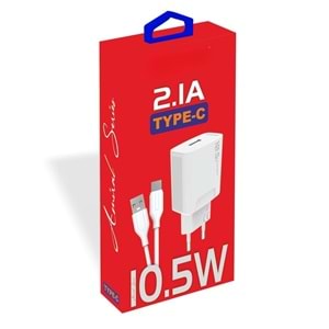 PDAteknoloji 10.5W Şarj Adaptörü + Type-c Kablo Beyaz KDR-20T(Yerli Üretim)