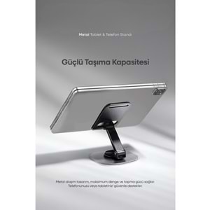 PDAteknoloji Metal 360 Dönebilen Ayarlanabilir Telefon ve Tablet Tutucu Masa Üstü Standı Standart M-360