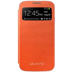 Samsung Galaxy S4 Orjinal S View Cover Kılıf - Turuncu