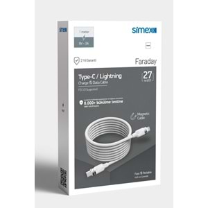 PDAteknoloji Örgülü Mıknatıslı 27w Type-C to Lightning 1mt Data ve Şarj Kablosu SPK-13 (BU ÜRÜN OUTLETTİR)