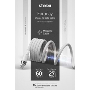 PDAteknoloji Örgülü Mıknatıslı 27w Type-C to Lightning 1mt Data ve Şarj Kablosu SPK-13 (BU ÜRÜN OUTLETTİR)