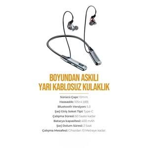 PDAteknoloji AZ-BN02 Boyun Askılı Bluetooth Kulaklık (400mah, 60 saat bekleme) (BU ÜRÜN OUTLETTİR)