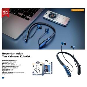 PDAteknoloji AZ-BN05 Boyun Askılı Bluetooth Kulaklık (400mah, 60 saat bekleme) (BU ÜRÜN OUTLETTİR)