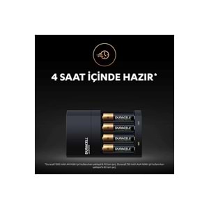 Duracell CEF14 Yüksek Hızlı Pil Şarj Cihazı, 4 saat (1 adet) + Şarj Edilebilir AA ve AAA Pil (2'şer adet) (BU ÜRÜN OUTLETTİR)