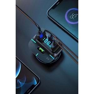 PDAteknoloj F9 Araç Fm Transmitter 5.3 Bluetooth Araç Kiti Usb Type-C Hızlı Şarj Çıkışlı Çakmaklık Girişli (BU ÜRÜN OUTLETTİR)