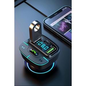 PDAteknoloj F9 Araç Fm Transmitter 5.3 Bluetooth Araç Kiti Usb Type-C Hızlı Şarj Çıkışlı Çakmaklık Girişli (BU ÜRÜN OUTLETTİR)