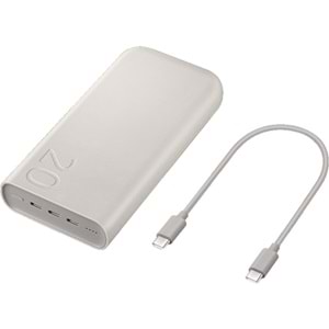 Samsung 20000 mAh 45 Watt Powerbank, Hızlı Şarj, PD 2.0, 3 Çıkışlı, Kablo Dahil, Bej, 2024 Model X00259H6DB (BU ÜRÜN OUTLETTİR)
