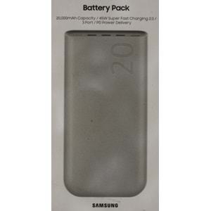 Samsung 20000 mAh 45 Watt Powerbank, Hızlı Şarj, PD 2.0, 3 Çıkışlı, Kablo Dahil, Bej, 2024 Model X00259H6DB (BU ÜRÜN OUTLETTİR)