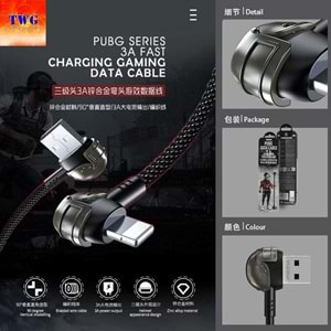 PDAteknoloji Azeada 3A 20w Lightning ile Uyumlu PD-B42i Yan Girişli Örgülü Pubg Data Kablosu (Şık Demir Saklama Kutu Hediyesiyle)