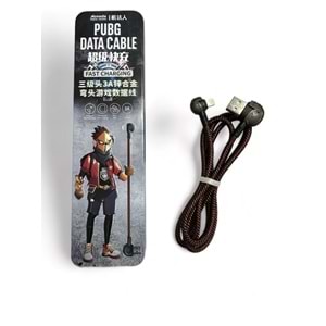 PDAteknoloji Azeada 3A 20w Lightning ile Uyumlu PD-B42i Yan Girişli Örgülü Pubg Data Kablosu (Şık Demir Saklama Kutu Hediyesiyle)