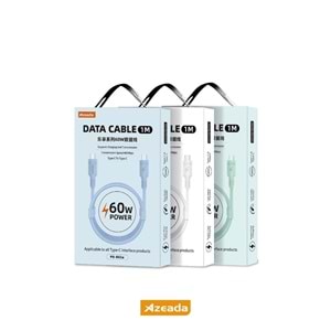 PDAteknoloji Azeada 60W Type-C to Type-C Şarj ve Data Kablosu 1m Beyaz PD-B82AB