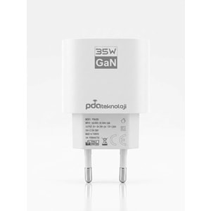 PDAteknoloji USB-C 35W GAN Hızlı Şarj Adaptörü Beyaz PDA-035 (Yerli Üretim)