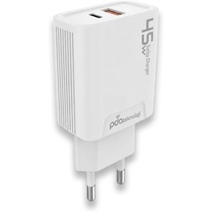 PDAteknoloji 45 watt USB + Type-C PD Hızlı Şarj Başlık Adaptör Fast Turbo Qualcomm 3.0 (Yerli Üretim)