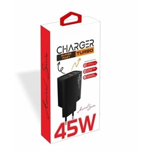 PDAteknoloji 45 watt USB + Type-C PD Hızlı Şarj Başlık Adaptör Fast Turbo Qualcomm 3.0 (Yerli Üretim)