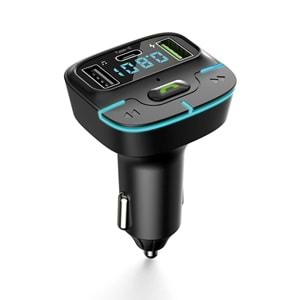 PDAteknoloj F9 Araç Fm Transmitter 5.3 Bluetooth Araç Kiti Usb Type-C Hızlı Şarj Çıkışlı Çakmaklık Girişli