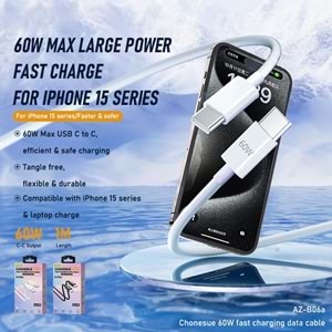 PDATeknoloji 60W Type-C to Type-C Hızlı Şarj ve Data Kablosu 1m Beyaz AZ-B06aB