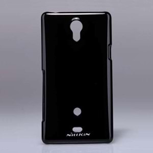 Sony Xperia T LT30p Nillkin Marka Parlak Sert Kauçuk Kılıf - Siyah
