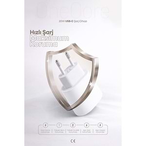 PDAteknoloji 20W USB-C Şarj Adaptörü Beyaz (3 Yıl Garantili)