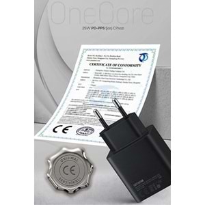 PDAteknoloji 25W USB-C PD-Pps Super Hız Şarj Adaptörü Siyah (Kablosuz) (3 Yıl Garantili)