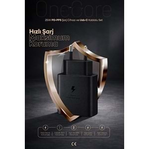 PDAteknoloji 25W USB-C PD-Pps Super Hız Şarj Adaptörü ve 1m 3A Type-C to Type-C Kablo Siyah (3 Yıl Garantili)