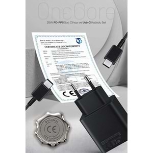 PDAteknoloji 25W USB-C PD-Pps Super Hız Şarj Adaptörü ve 1m 3A Type-C to Type-C Kablo Siyah (3 Yıl Garantili)