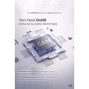 PDAteknoloji 45W USB-C PD-Pps Super Hız Şarj Adaptörü ve 1m 5A Type-C to Type-C Kablo Siyah (3 Yıl Garantili)