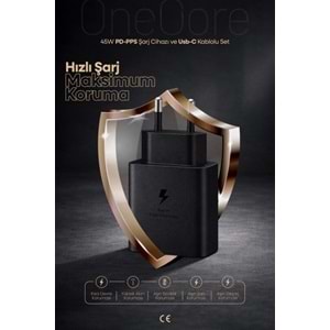 PDAteknoloji 45W USB-C PD-Pps Super Hız Şarj Adaptörü ve 1m 5A Type-C to Type-C Kablo Siyah (3 Yıl Garantili)