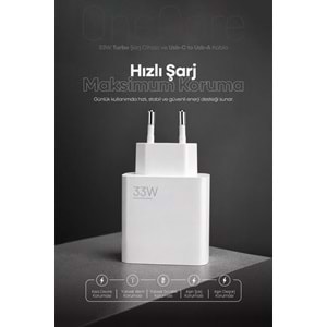 PDAteknoloji 33W Turbo Hızlı Şarj Adaptörü Beyaz (3 Yıl Garantili)