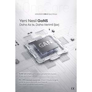 PDAteknoloji 40W (60W Max) GAN5 Teknoloji USB-C PD3.2 Dynamic Power Adaptör Beyaz (Kablosuz) (3 Yıl Garantili)
