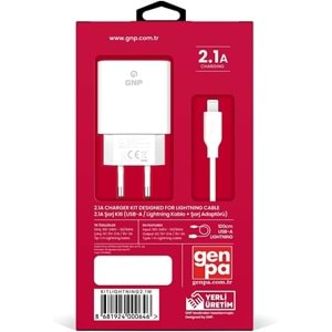 GNP 2.1mah iPhone Lightning Kablo Ve Şarj Cihazı (GENPA Garantili)