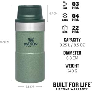 Stanley Klasik Trigger-Action Termos Bardak Yeşil, 0,25 lt