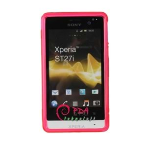 Sony Xperia Go S Desenli Şeffaf Silikon Kılıf - Pembe Renk