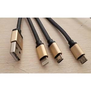 Earldom 2 adet Micro USB + 1 adet Lightning Şarj Kablosu 1.2 M Gümüş