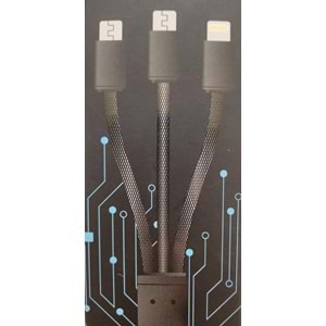Earldom 2 adet Micro USB + 1 adet Lightning Şarj Kablosu 1.2 M Siyah