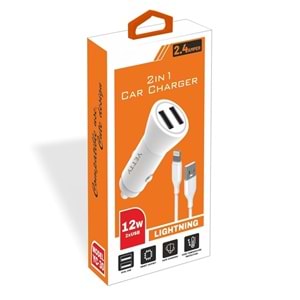 PDAteknoloji Yetty 12W 2 in 1 Araç Şarj Cihazı +1m Lightning Kablo Beyaz YC-30L (Yerli Üretim)