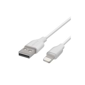 PDAteknolji Yetty Lightning ile Uyumlu Kısa Hızlı Powerbank Şarj ve Data Kablosu 2.1A Beyaz 20cm