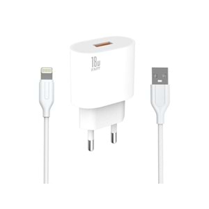 PDAteknoloji Yetty Lightning 2 in 1 Hızlı Şarj Cihazı + Lightning Kablo Beyaz YT-10L (Yerli Üretim)