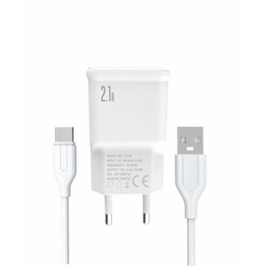 PDAteknoloji Yetty 2 in 1 Şarj Cihazı +1m Type-C Kablo Beyaz YT-30T (Türkiye de üretilmiştir)
