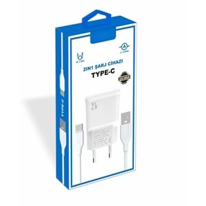 PDAteknoloji Yetty 2 in 1 Şarj Cihazı +1m Type-C Kablo Beyaz YT-30T (Türkiye de üretilmiştir)