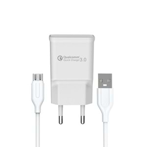 PDAteknoloji Yetty Fast Charger 3.0 A Qualcomm Adaptör + 1m Micro USB Kablo Beyaz YT-40M (Yerli Üretim)