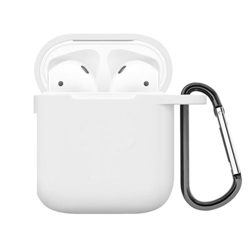 OUTLET Apple AirPods Silikon Kılıf - Beyaz OUTLET