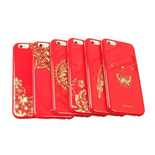 Shengo Apple iPhone 6S/6 Kılıf Kenarları Taşlı Silikon