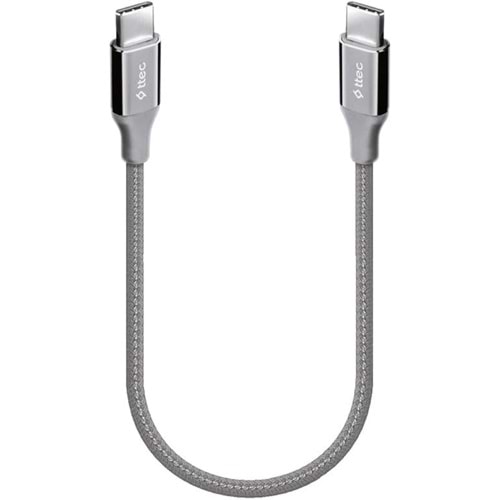 Ttec AlumiCable USB-C - USB-C 30cm 65W PD/QC Hızlı Şarj/Data Kablosu Uzay Grisi 2DK50UG