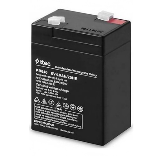Ttec 6V 4Ah 20HR Bakımsız Kuru Akü (03/2025 Üretimi)
