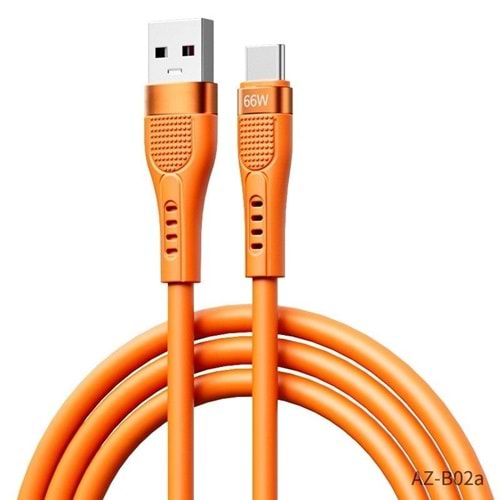 PDATeknoloji 66W Type-C Hızlı Şarj ve Data Kablosu 1.3m Turuncu AZ-B02a